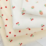 145x50cm Small Cherry Ribbed Knitted Pure Cotton Jacquard Fabric For Children's Clothing, T-shirts, Handmade DIY Sewing Fabrics