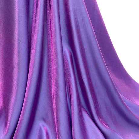 Gradient Color Mercerized Satin Fabric, Shiny Iridescent Clothing Fabric, Sewing Material For Dress, Purple, Sold By Yard