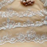 3Yards/pack Superior Quality Ivory White Sewn Bead Lace Lace Head Veil,Wedding Dress,Decorative Accessories, Lace Handmade DIY.