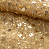 Kalume Nigerian Beaded Embroidery Lace High Quality French Net Sequins Tulle African Lace Fabric for Luxury Wedding Party F3490