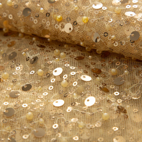 Kalume Nigerian Beaded Embroidery Lace High Quality French Net Sequins Tulle African Lace Fabric for Luxury Wedding Party F3490
