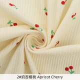 145x50cm Small Cherry Ribbed Knitted Pure Cotton Jacquard Fabric For Children's Clothing, T-shirts, Handmade DIY Sewing Fabrics
