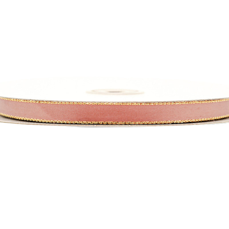 3/8"x50 yard Blush Satin Gift Ribbon with Gold Edge