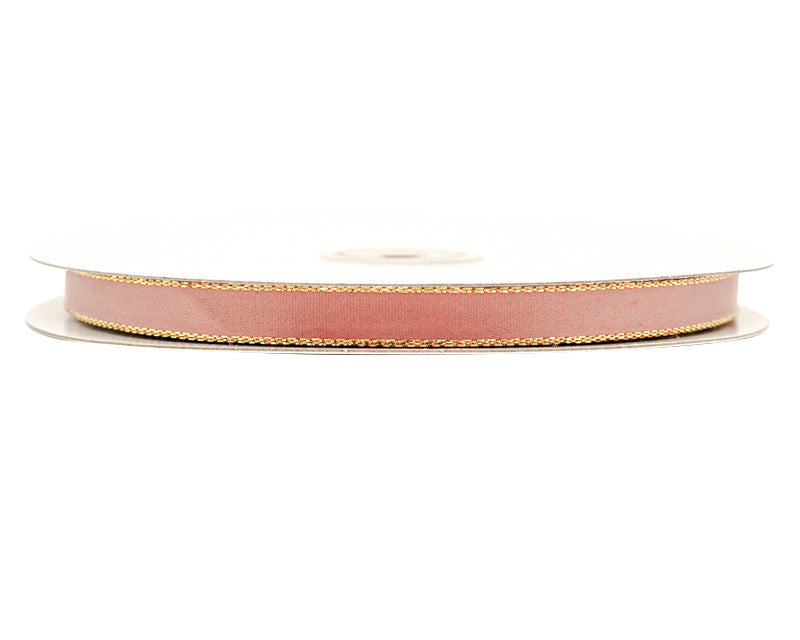 3/8"x50 yard Blush Satin Gift Ribbon with Gold Edge - Pack of 15 Rolls