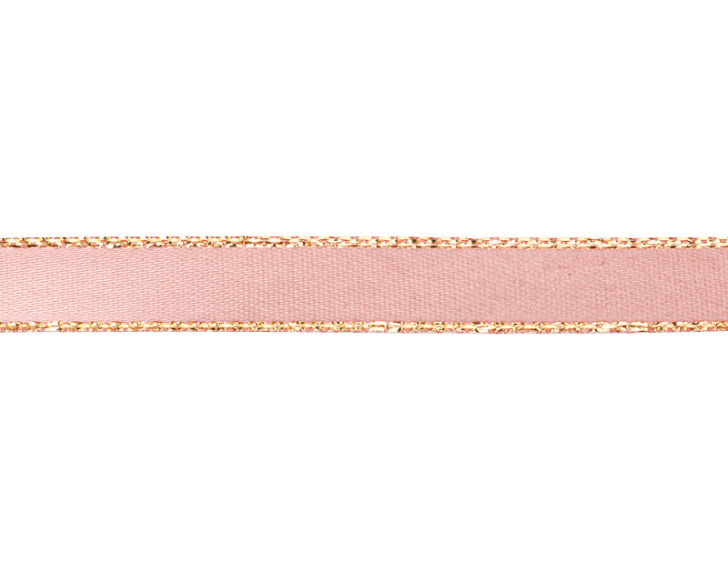 3/8"x50 yard Blush Satin Gift Ribbon with Gold Edge - Pack of 15 Rolls
