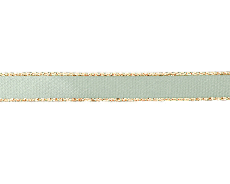 3/8"x50 yard Sage Green Satin Gift Ribbon with Gold Edge - Pack of 15 Rolls