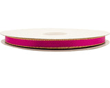 3/8"x50 yard Shocking Pink Satin Gift Ribbon with Gold Edge - Pack of 15 Rolls