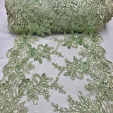 Sequin Lace Luxurious Fabric with Embroideries on Mesh by the Yard – Dresses, Gowns & Special Occasions 20" Width