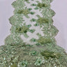 VT-33 Sequin 3D Lace Fabric With Embroideries On Mesh With Pearls - Baby Blue, 33-Cm Width