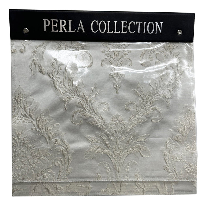 Perla Collection Polyester Fabric - Shiny Floral Damask Diamond Jacquard, 55" Width (Sample Book)