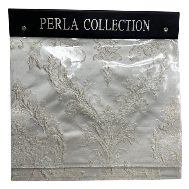 Perla Collection Polyester Fabric - Shiny Floral Damask Diamond Jacquard, 55" Width (Sample Book)