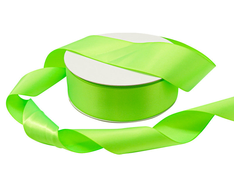 1.5"x50 yard Neon Green Polyester Satin Gift Ribbon - Pack of 5 Rolls