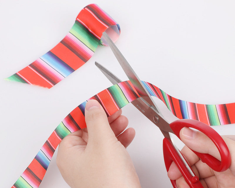 7/8" x 50 Yard Mexican Serape Rainbow Satin Gift Ribbon - 1 Roll