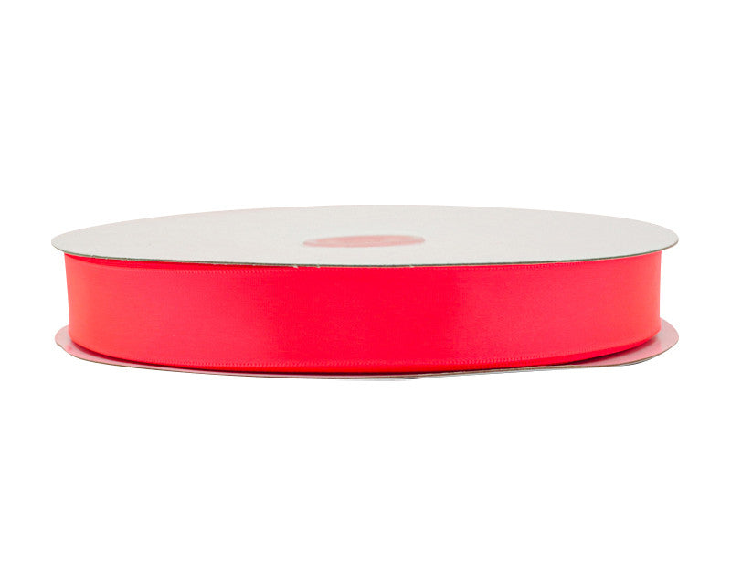 7/8"x100 yard Neon Pink Polyester Satin Gift Ribbon - Pack of 10 Rolls