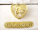 Gold Heart Wedding Arras Box Coin Set with Couple 2 Inch