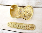 Gold Heart Wedding Arras Box Coin Set with Couple 2 Inch