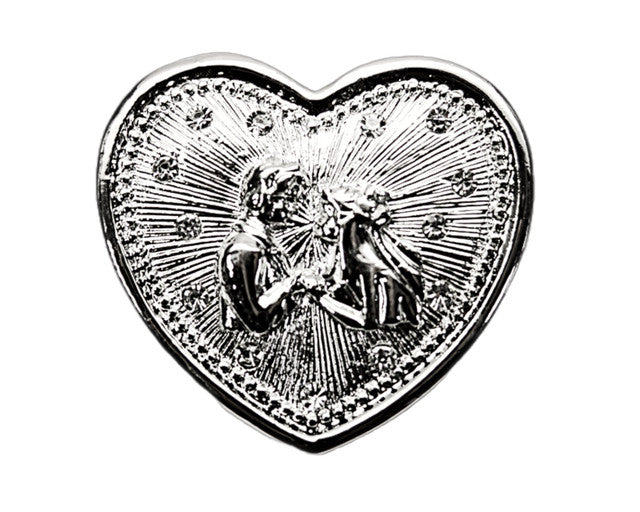 Silver Heart Wedding Arras Box Coin Set with Couple 2 Inch