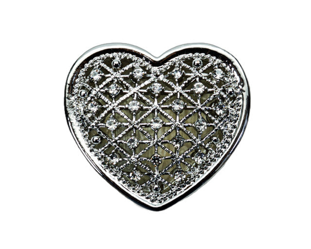 Silver Heart Arras Box Coin Set with Rhinestones 1.5 Inch