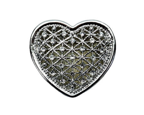 Silver Heart Arras Box Coin Set with Rhinestones 1.5 Inch