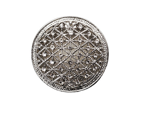 Silver Round Arras Box Coin Set with Rhinestones 2 Inch