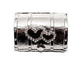 Silver Double Heart Treasure Chest Arras Box Coin Set 2.2 Inch