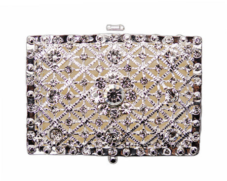 Silver Rectangle Rhinestone Wedding Arras Box Set 2.5 Inch