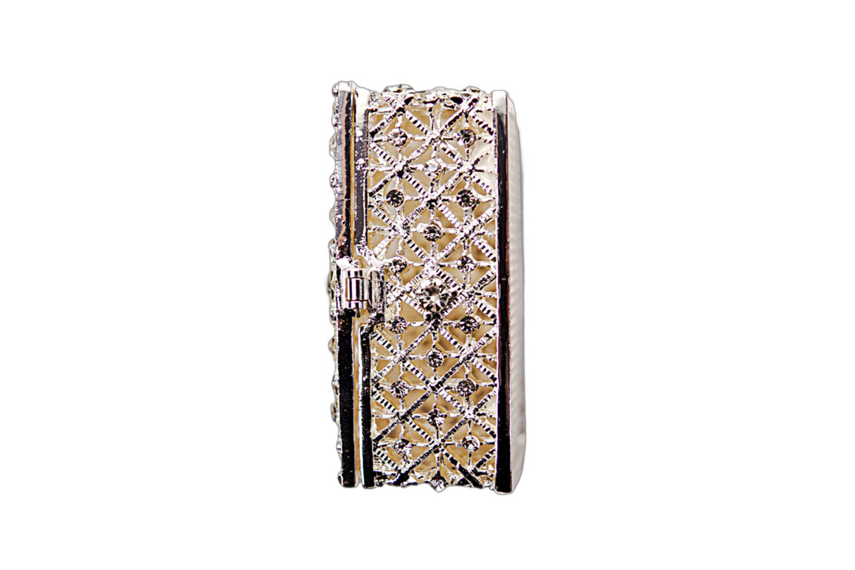 Silver Rectangle Rhinestone Wedding Arras Box Set 2.5 Inch