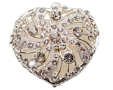 Silver Heart Crystal Wedding Arras Box Set 2.75 Inch Coins