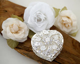 Silver Heart Crystal Wedding Arras Box Set 2.75 Inch Coins