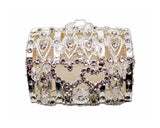 Silver Double Heart Crystal Arras Box Set Treasure Chest 2.25 Inch
