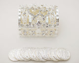 Silver Double Heart Crystal Arras Box Set Treasure Chest 2.25 Inch
