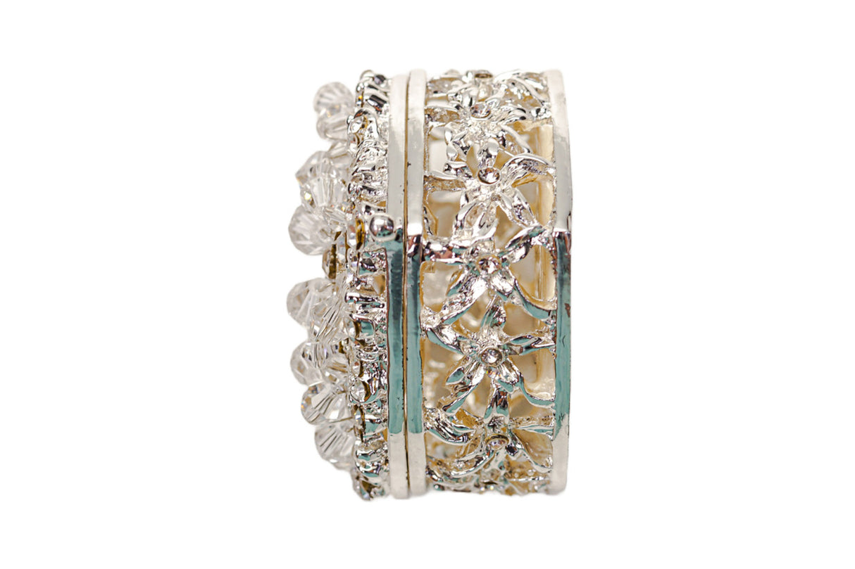Silver Heart Crystal Studded Wedding Arras Box Set 2.5 Inch