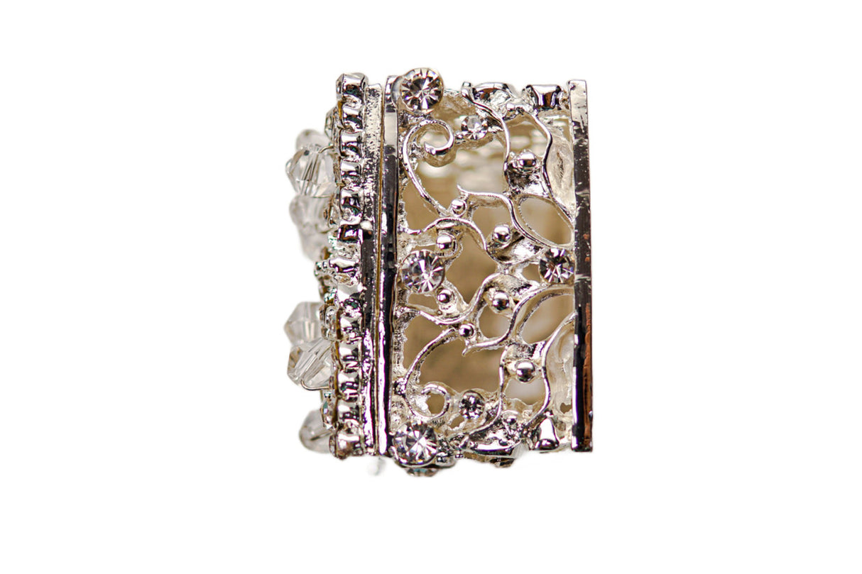 Silver Rectangle Crystal Studded Wedding Arras Box Set 2.5 Inch