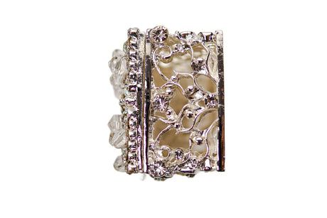 Silver Rectangle Crystal Studded Wedding Arras Box Set 2.5 Inch