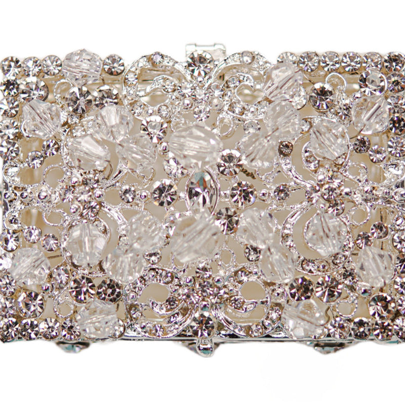 Silver Rectangle Crystal Studded Wedding Arras Box Set 2.5 Inch