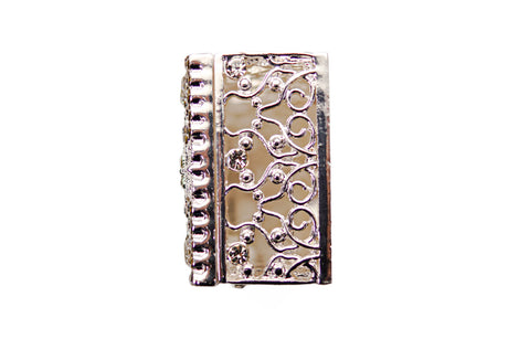 Silver Rectangle Crystal Wedding Arras Box Set 3 Inch