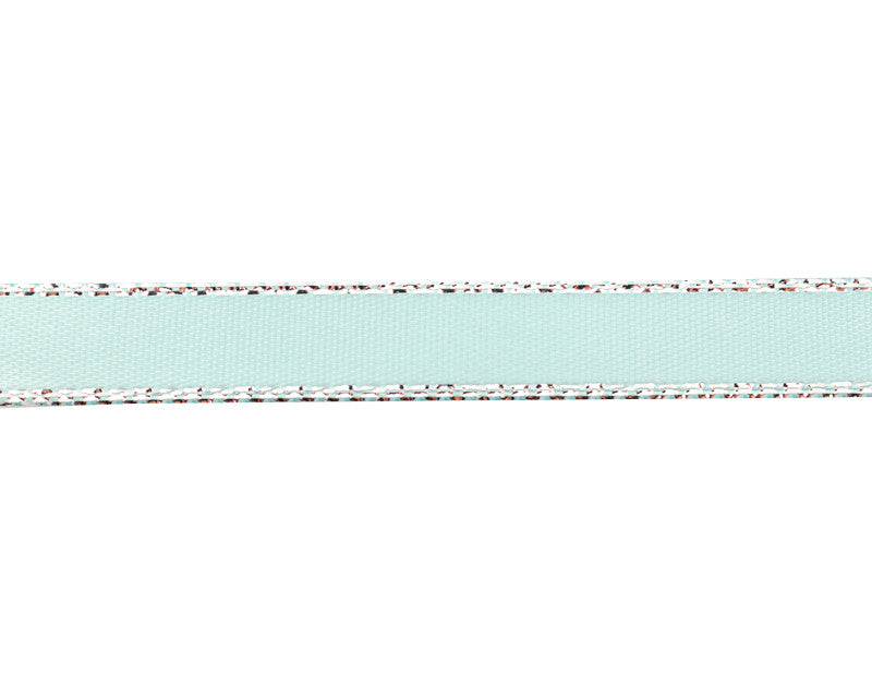 3/8"x50 yard Aqua Satin Gift Ribbon with Silver Edge - Pack of 15 Rolls
