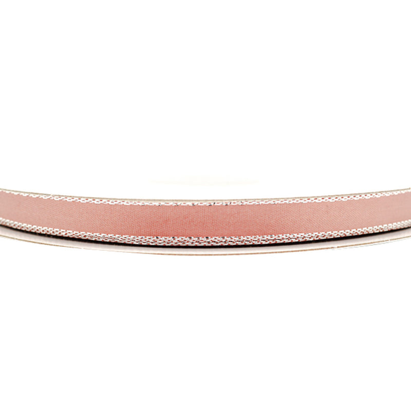 3/8"x50 yard Blush Satin Gift Ribbon with Silver Edge