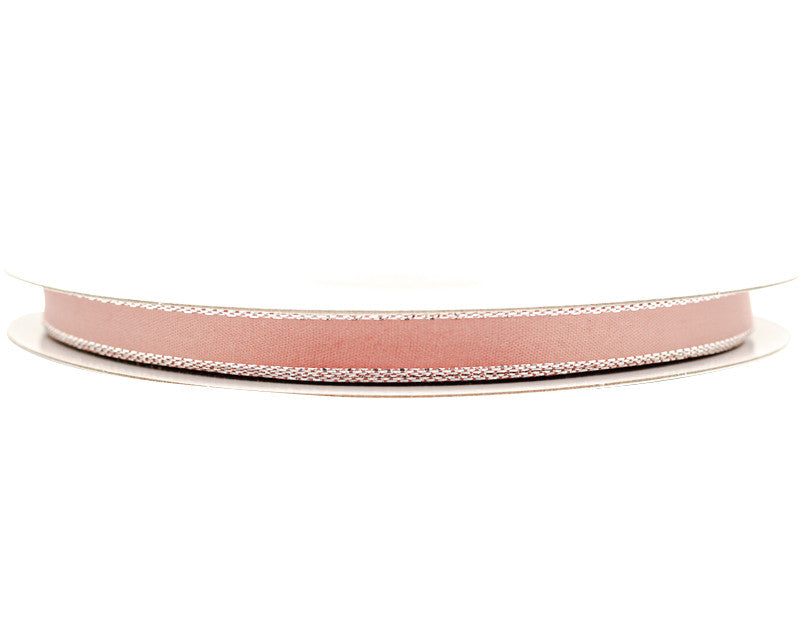 3/8"x50 yard Blush Satin Gift Ribbon with Silver Edge - Pack of 15 Rolls
