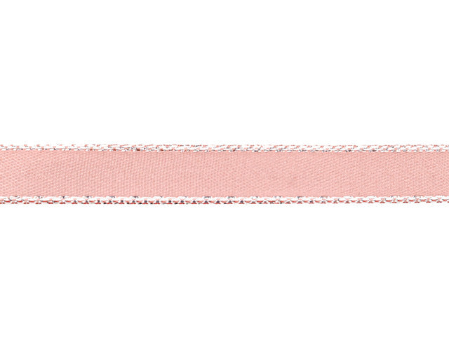 3/8"x50 yard Blush Satin Gift Ribbon with Silver Edge