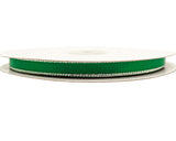 3/8"x50 yard Emerald Green Satin Gift Ribbon with Silver Edge - Pack of 15 Rolls