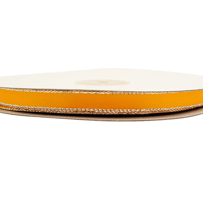3/8"x50 yard Gold Yellow Satin Gift Ribbon with Silver Edge