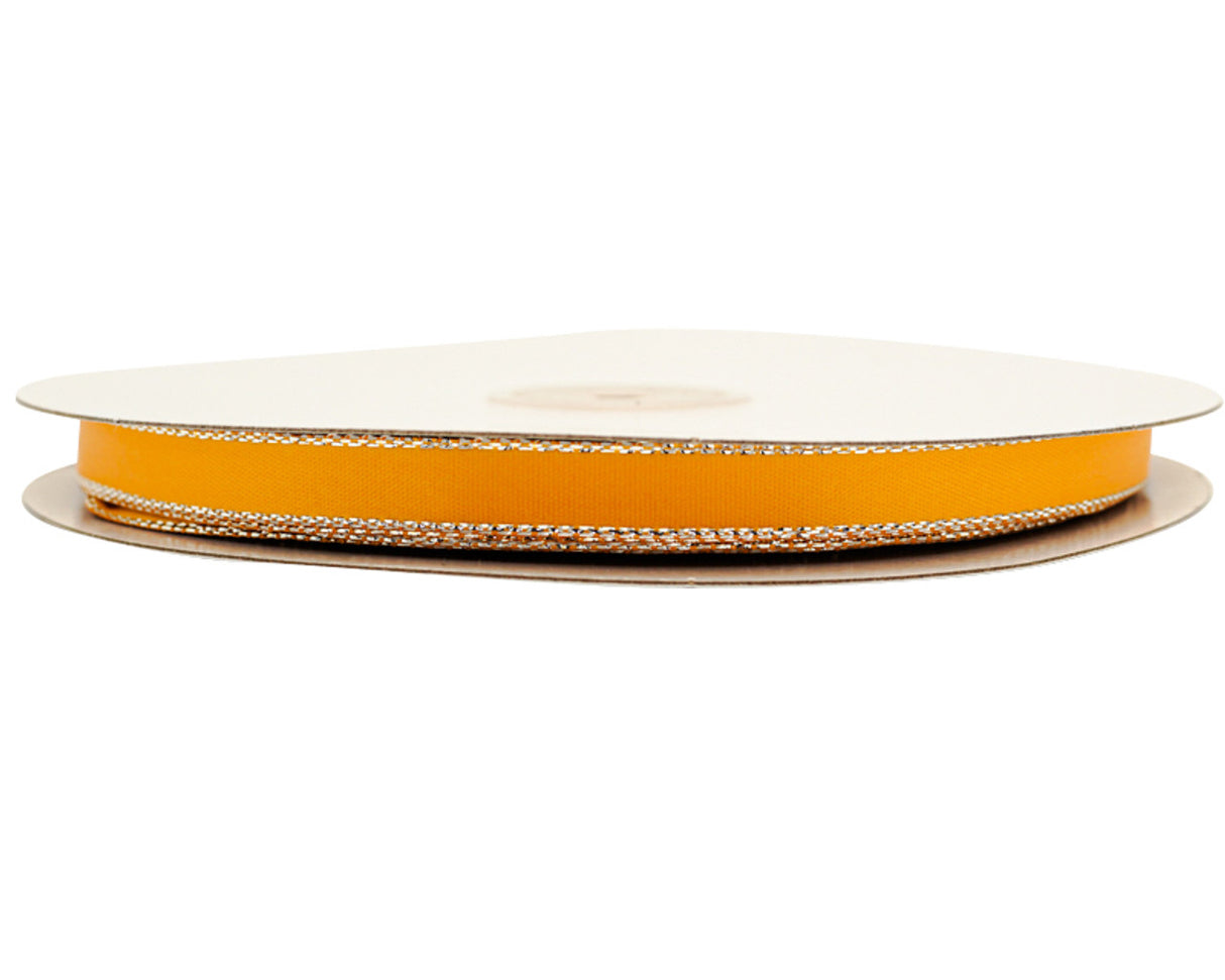 3/8"x50 yard Gold Yellow Satin Gift Ribbon with Silver Edge