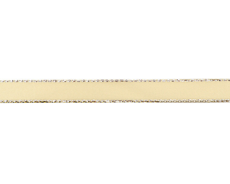 3/8"x50 yard Light Yellow Satin Gift Ribbon with Silver Edge - Pack of 15 Rolls