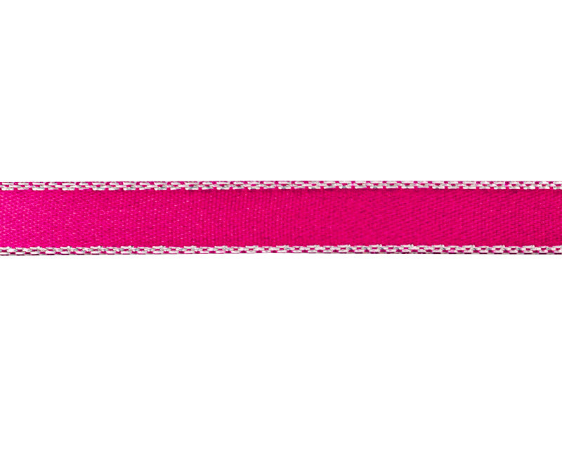 3/8"x50 yard Shocking Pink Satin Gift Ribbon with Silver Edge - Pack of 15 Rolls