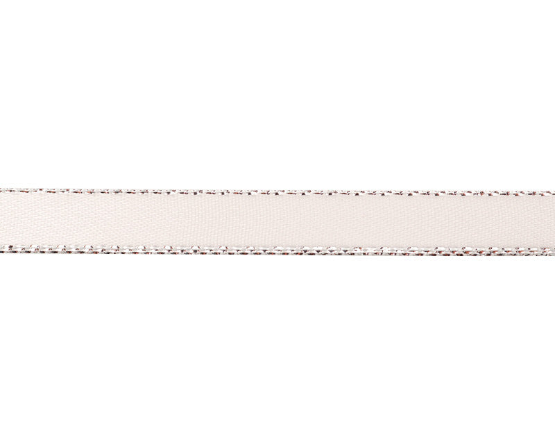 3/8"x50 yard White Satin Gift Ribbon with Silver Edge - Pack of 15 Rolls