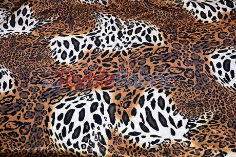Jungle Animal Charmeuse Satin Fabric - Tiger Cheetah Blend, Satin Animal Print, 58/60" Width (By The Yard)