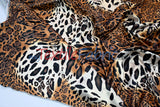 Jungle Animal Charmeuse Satin Fabric - Tiger Cheetah Blend, Satin Animal Print, 58/60" Width (By The Yard)