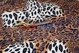 Jungle Animal Charmeuse Satin Fabric - Tiger Cheetah Blend, Satin Animal Print, 58/60" Width (By The Yard)