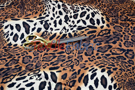 Jungle Animal Charmeuse Satin Fabric - Tiger Cheetah Blend, Satin Animal Print, 58/60" Width (By The Yard)